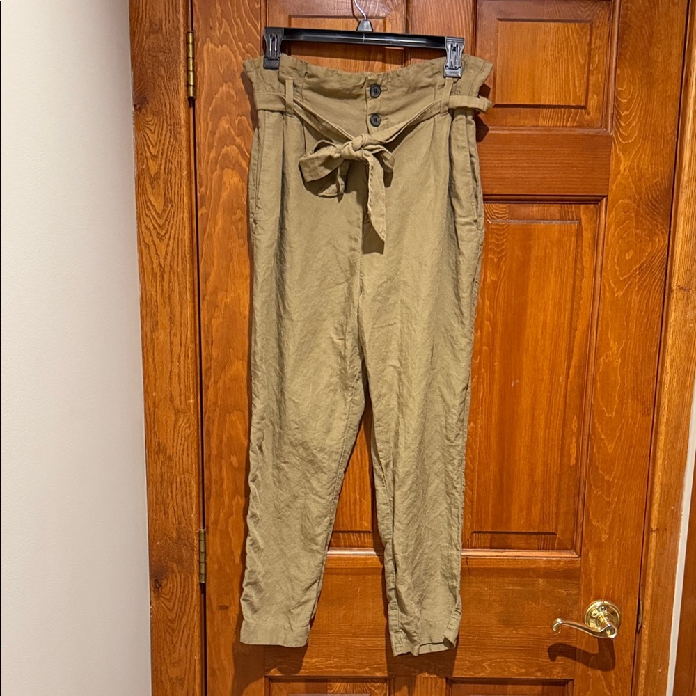 H&M Olive Green Paperbag Waist Pants